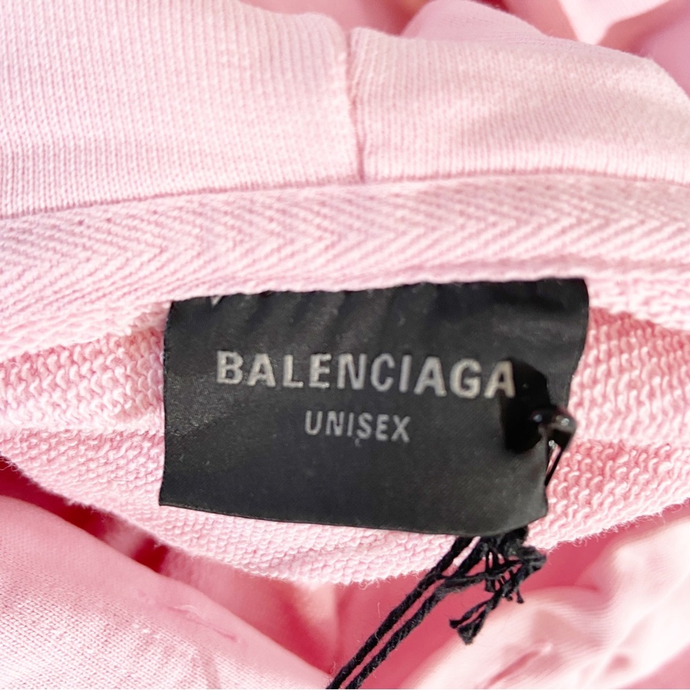 NWT Balenciaga logo-print cotton hoodie light pink - Picture 8 of 11